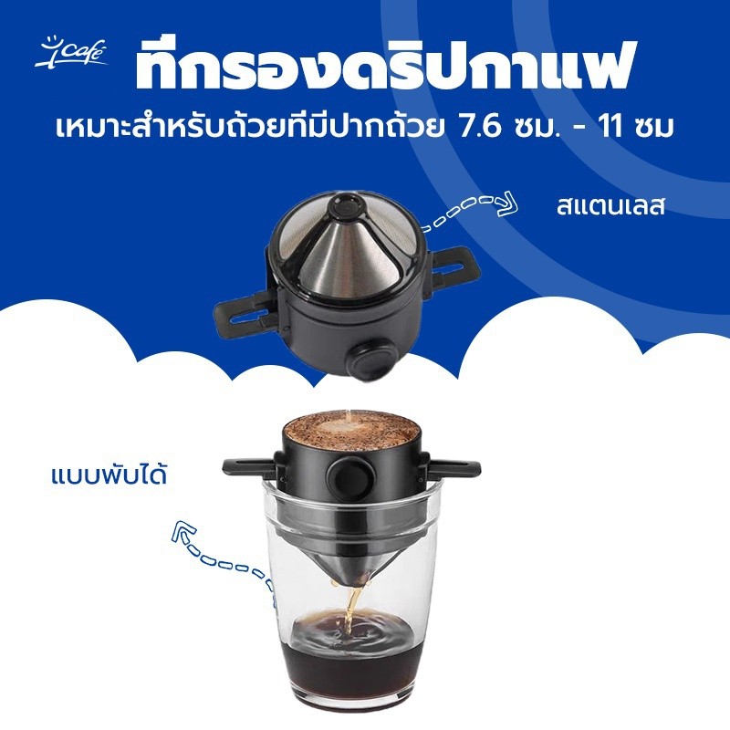ที่กรองดริปกาแฟ สแตนเลส แบบพับได้ ที่กรองกาแฟดริปแบบพกพา ที่กรองกาแฟแบบสแตนเลส Dripper Stainless Steel