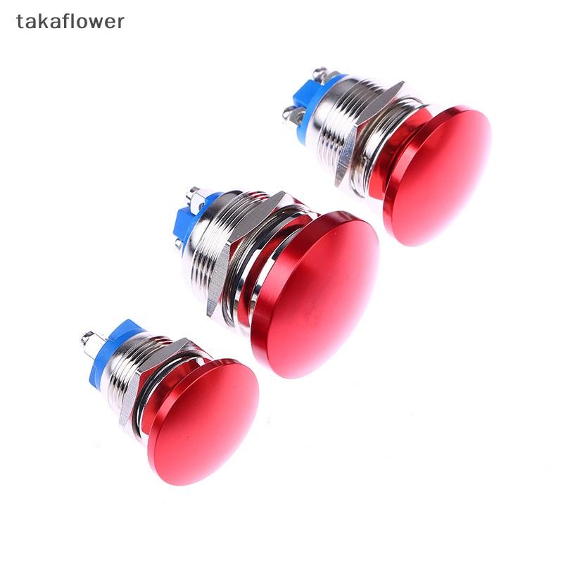 Takaflower 1PC กันน้ํา IP65 SPST (ON)-ปิด 1NO 3A 250V พร้อมสกรู Terminal 16/19/22MM Momentary โลหะเห็ดปุ่มกดใหม่