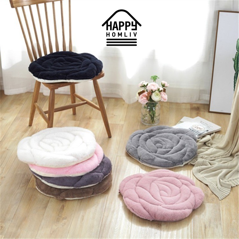 Happy HOMLIV Plush Rose Cushion เบาะรองนั่งเก้าอี้สํานักงานเบาะเสื่อทาทามิเบาะเก้าอี้
