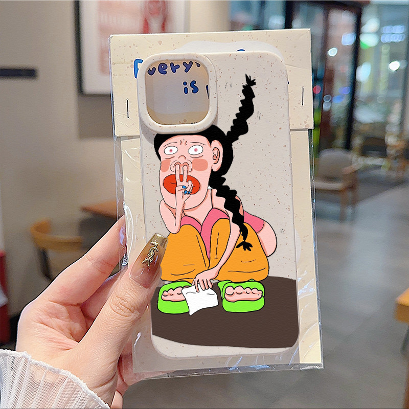 🦢สำหรับ iPhone 11 13 For เคสไอโฟน 14 15 12 Pro Max X XS XR 6 7 8 Plus 12 13 MINI ผู้หญิงนั่งยองๆ ตลกๆ รุ่น เคส Funny - รูปที่ 3