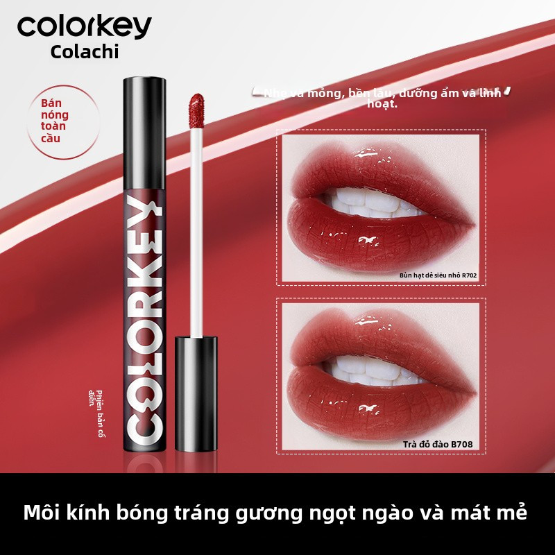 Colorkey # ลิปกลอสกระจกสีดําเล็ก ๆ ให้ความชุ่มชื้นยาวนานไวท์เทนนิ่งไม่ติดถ้วย