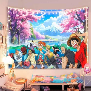 จัดส่งจากไทย] ผ้าพื้นหลัง Agirl One Piece ผ้าแขวนผนังอนิเมะ Luffy สองมิติ ผ้าตกแต่งผนังห้องนอนนักเรียน