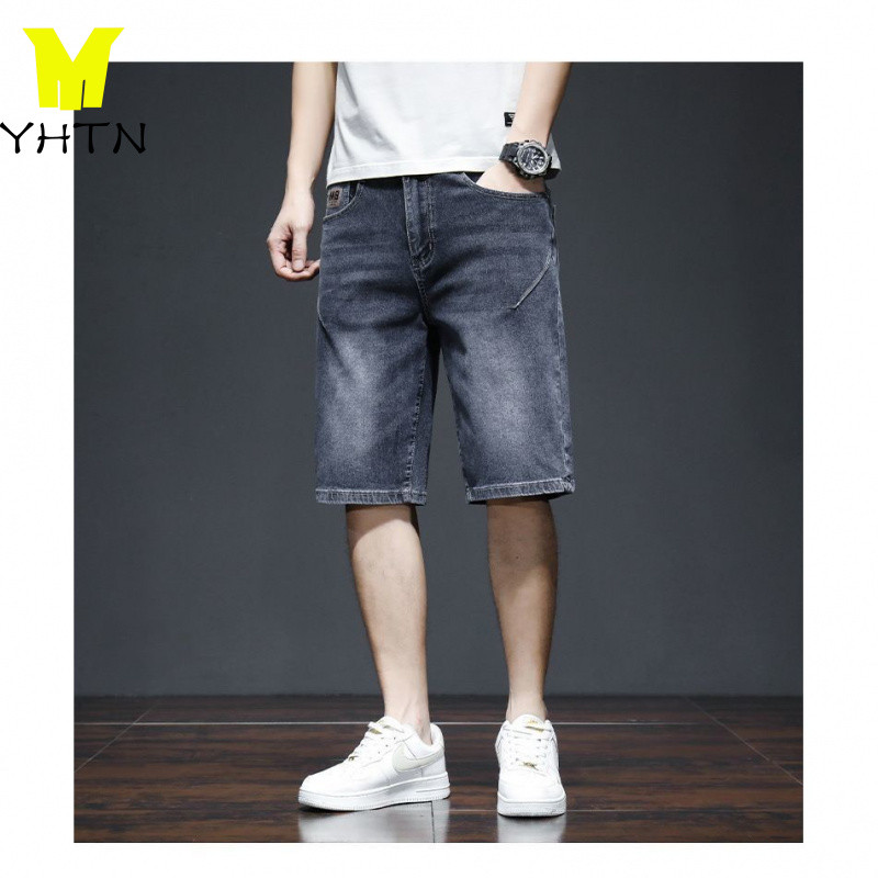 YHTN กางเกงยีนส์ขาสั้นชาย สินค้าใหม่ Size 28-36 ผ้ายืด ขนาดใหญ่ สันทนาการ คุณภาพสูง ยีนส์ขาสั้นผู้ชาย สะดวกสบาย กางเกงยีนส์ผู้ชายขาสั้น