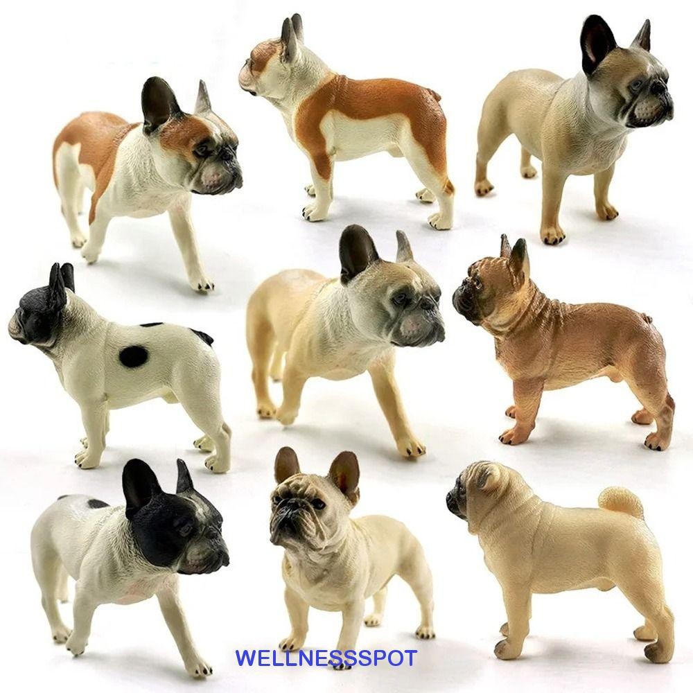 Wellnessspot ตุ๊กตาบูลด็อก, จําลองสุนัขสัตว์รุ่น, ลูกสุนัขเครื่องประดับสัตว์เลี้ยงฟาร์มสุนัขการศึกษา French Bulldog รูป Fairy ตกแต่งสวน