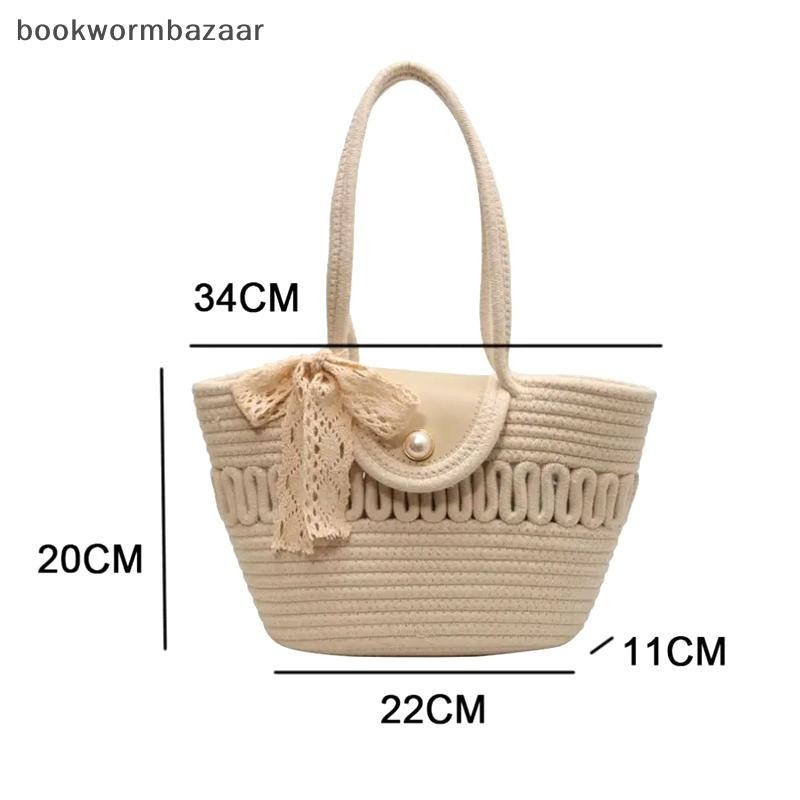 [BOK] เชือกฝ้ายทอกระเป๋าถือสาว Handmade Desktop Storage ตะกร้าเครื่องสําอาง Organizert กล่องตะกร้าปิคนิค [TH]