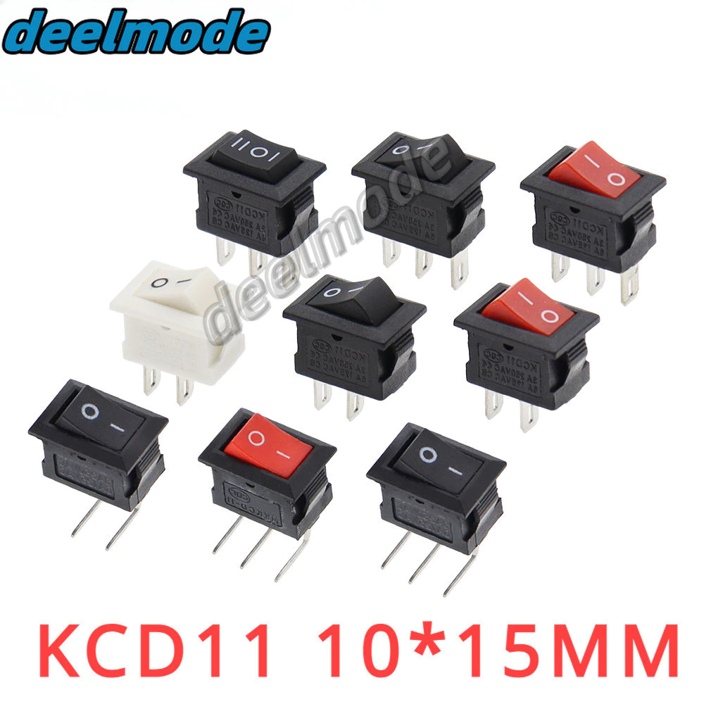 Kcd11 สวิทช์ 10*15 มม.มินิปุ่มสวิทช์ ON-OFF/ON-OFF-ON 2 ขา/3 ขา 3A 250VAC/6A 125VAC 10x15mm Rocker Switch