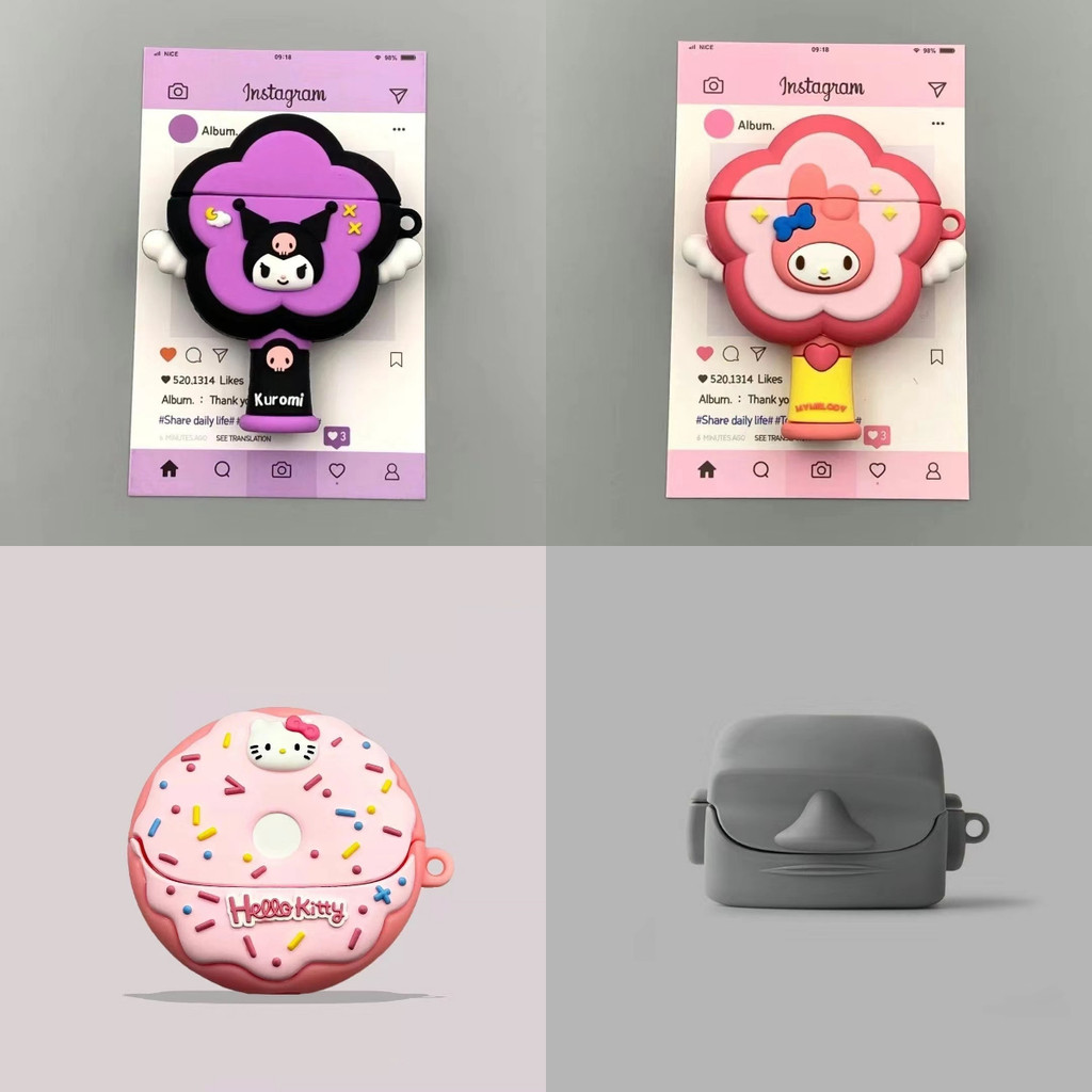 สําหรับ Jeep EW133 เคส Case หูฟังบุคลิกภาพรูปปั้นหินสีเทาของ Kulomi Melody motif