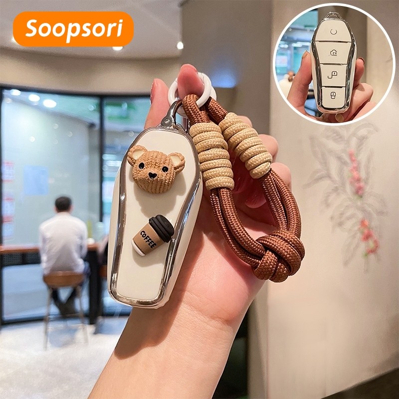 Soopsori พวงกุญแจรถสําหรับ BYD Atto 3/Dolphin/DIY รถ EV เคสกุญแจเหมาะสําหรับ BYD Atto 3 BYD Dolphin 