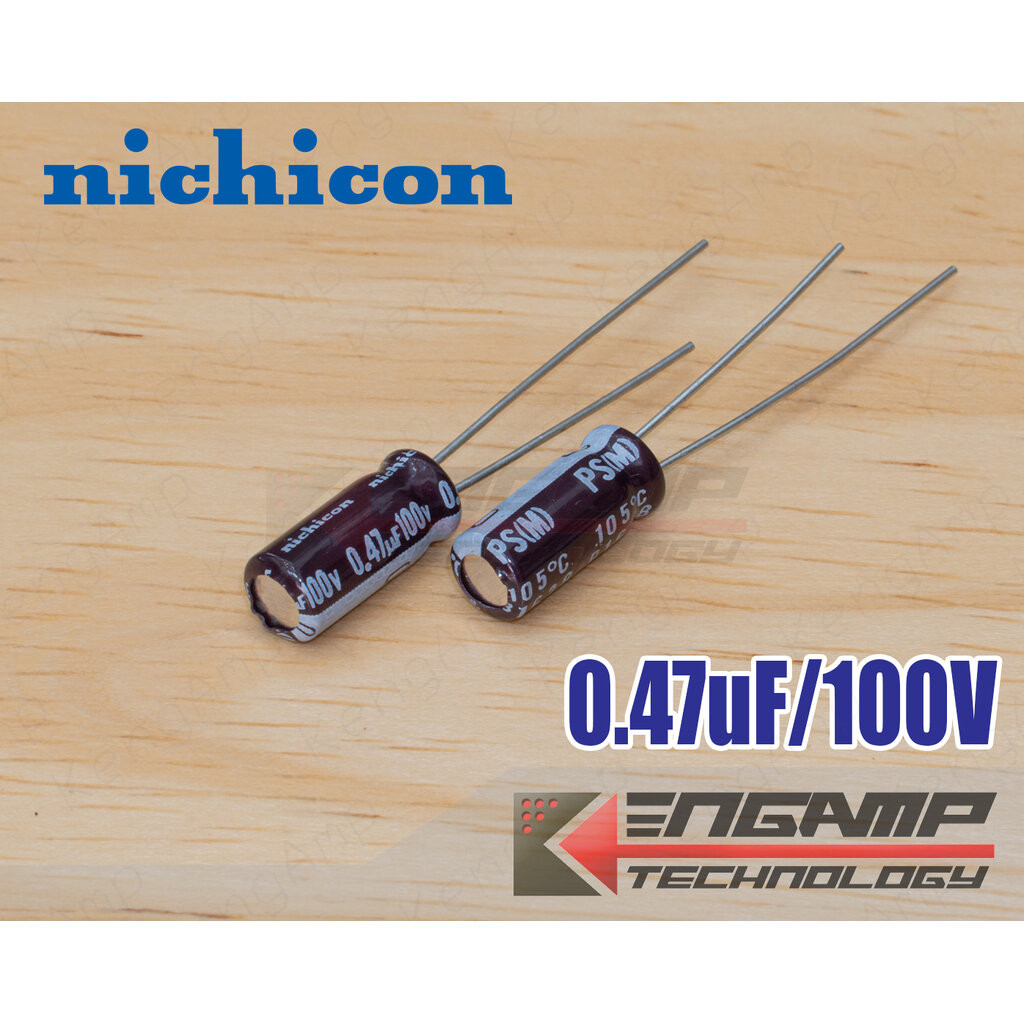 (10ตัว) [E-CAP] 0.47uF/100V 105 C Nichicon PS(M) 5x12mm P=2mm