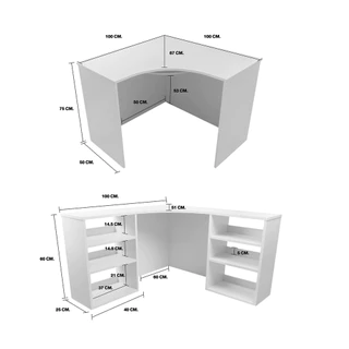 Koncept Furniture โต๊ะทำงานเข้ามุม PLAY รุ่น NORDIS/DK100 cm. สีขาว (100x100x133 ซม.) แบรนด์ KONCEPT FURNITURE
