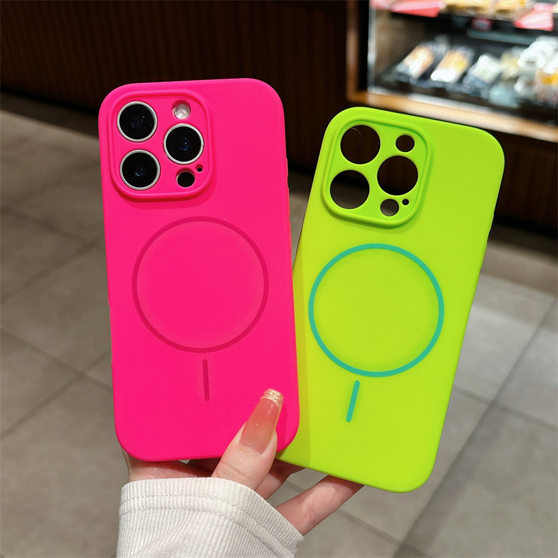 ซิลิโคน Neutral fine วงกลมแม่เหล็กเคสโทรศัพท์สําหรับ iPhone12promax 15promax 15pro 14pro 14promax 16promax 16pro 13pro fine hole เลนส์กันกระแทกปลอก