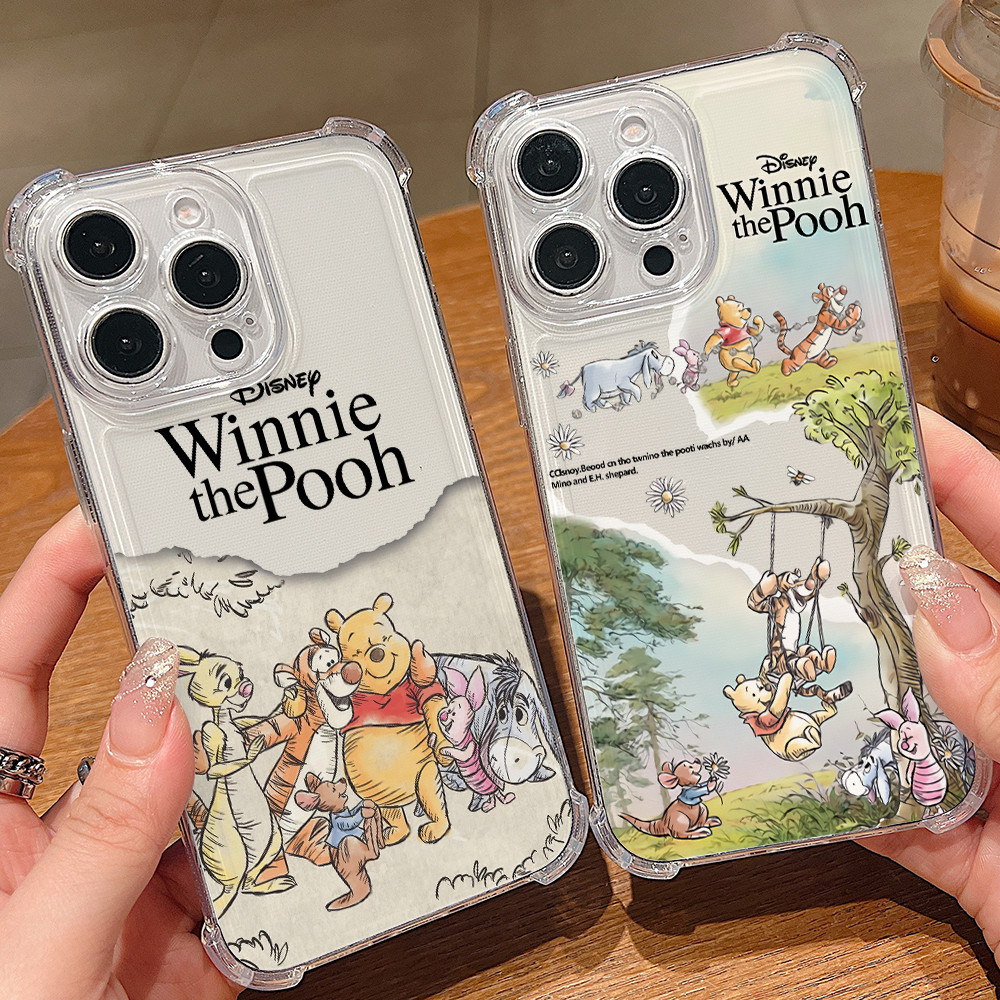 การ์ตูน Winnie the Pooh Bear Casing สําหรับ OPPO Reno 13 12 11 F 8 7 6 T Z 5G Clear Soft Anti-fall Phone Cover