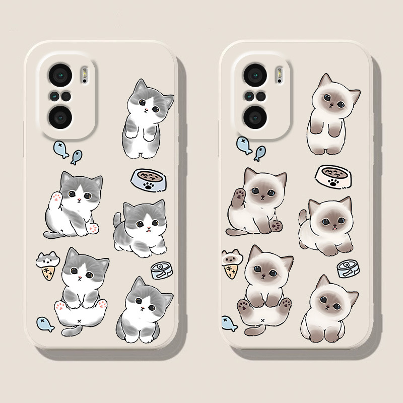 แมวน่ารัก เคสสําหรับ xiaomi poco f3/gt,f4,f5/pro,m5,m4/pro,m3,m2,x3/f/pro/gt,x4,x5,x7,YB5) ฝาครอบซิล