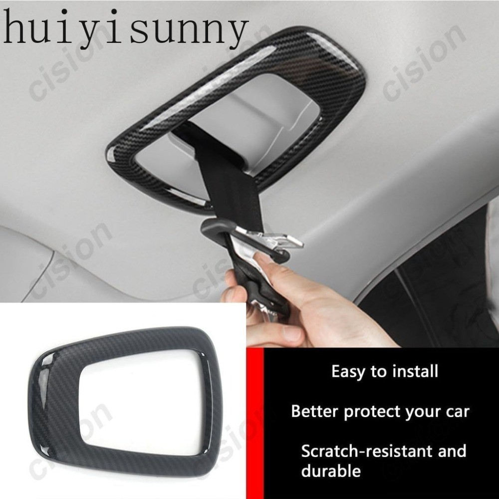Hys 1 ชิ้นพีชไม้คาร์บอนไฟเบอร์เงินภายในรถด้านหลังเข็มขัดนิรภัยกรอบแผง Trim ABS สติกเกอร์อุปกรณ์จัดแต