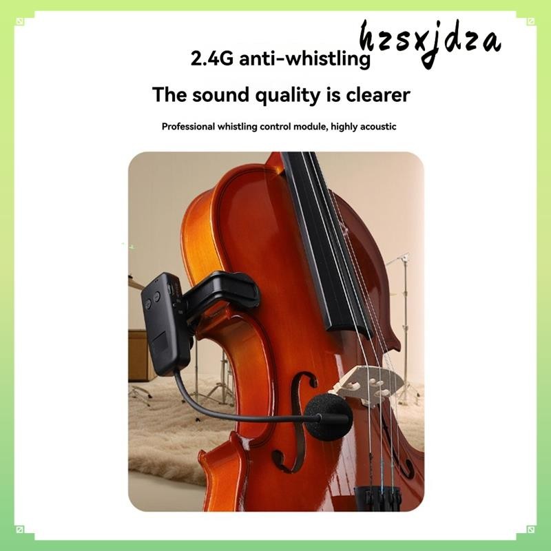ระบบไมโครโฟนไร้สาย 2.4G สําหรับไวโอลิน, Cello, Guitar Clip-on Transmitter และตัวรับสัญญาณ 50 เมตรช่วง hzsxjdza.th