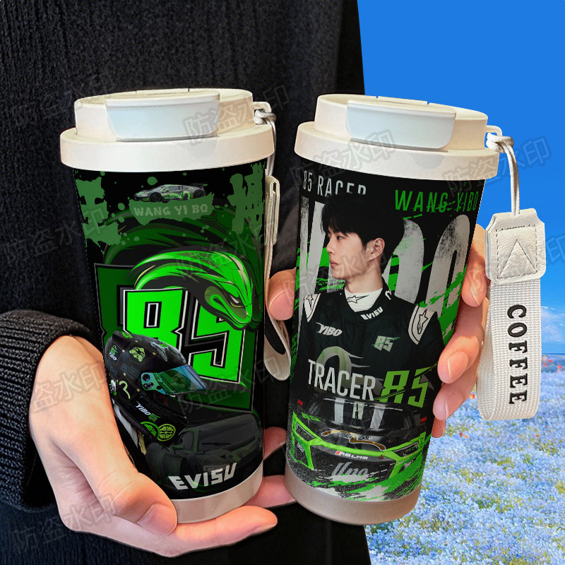 Hot Sale สินค้าใหม่ Wang Yibo No. 85ไรเดอร์กระติกน้ําร้อนถ้วย316สแตนเลสความจุขนาดใหญ่ฟางรถคู่ดื่มถ้วยกาแฟคุณภาพสูง