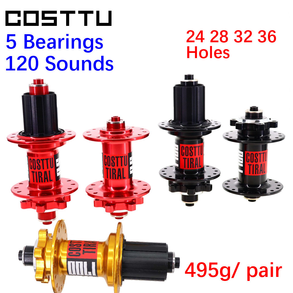 COSTTU ดุมจักรยาน MTB 5 แบริ่งฮับเสียงใหญ่เสียงดัง 120 คลิก 8 9 10 11 ความเร็ว Quick Release 100 มม. 135 มม. 24 28 32 36 หลุม
