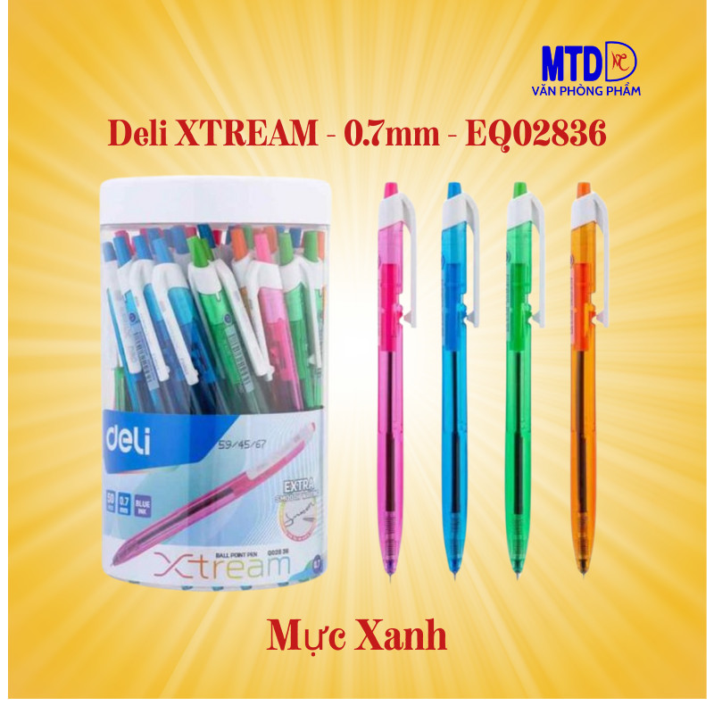 ปากกาลูกลื่น XTREAM 0.7mm Press Tip (หมึกสีน้ําเงิน) DELI EQ02836 (จัดส่งแบบสุ่ม)