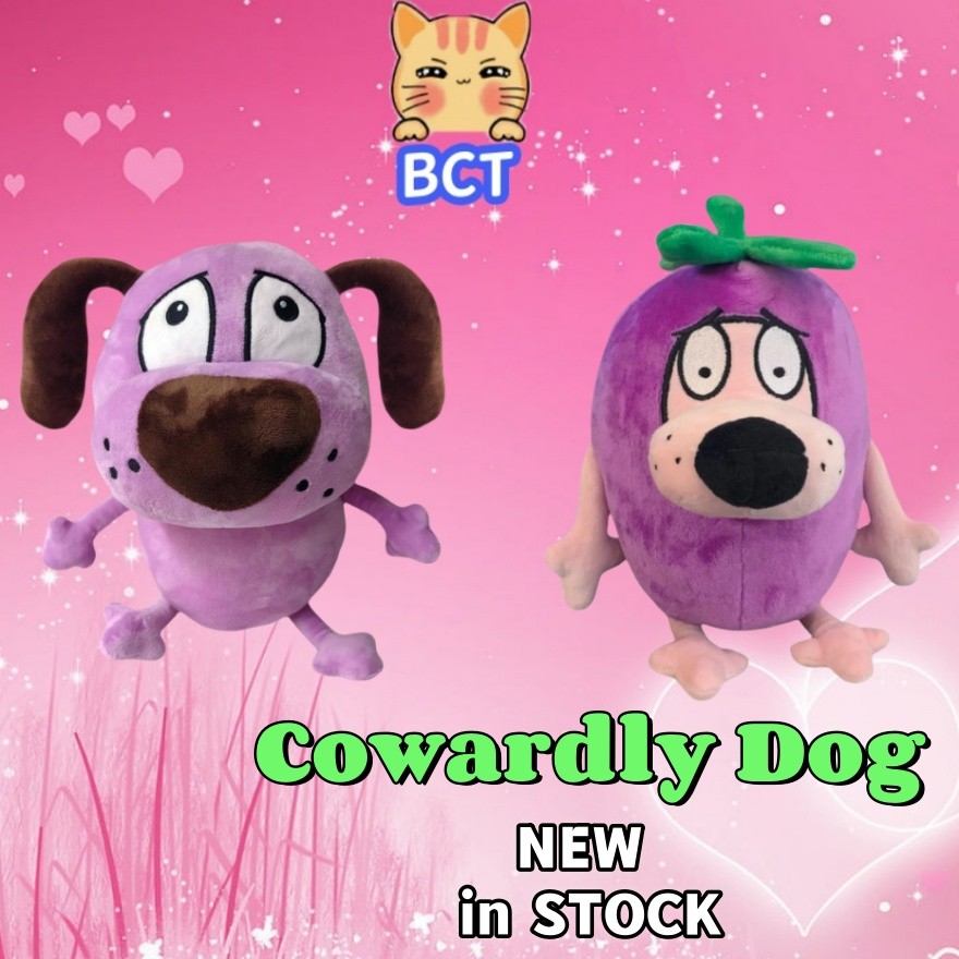 BCT✨in Stock✨Courage The Cowardly Dog Plush Doll  Kawaii สุนัขสีม่วง Plushie ตุ๊กตาใหม่มะเขือยาวสุนั