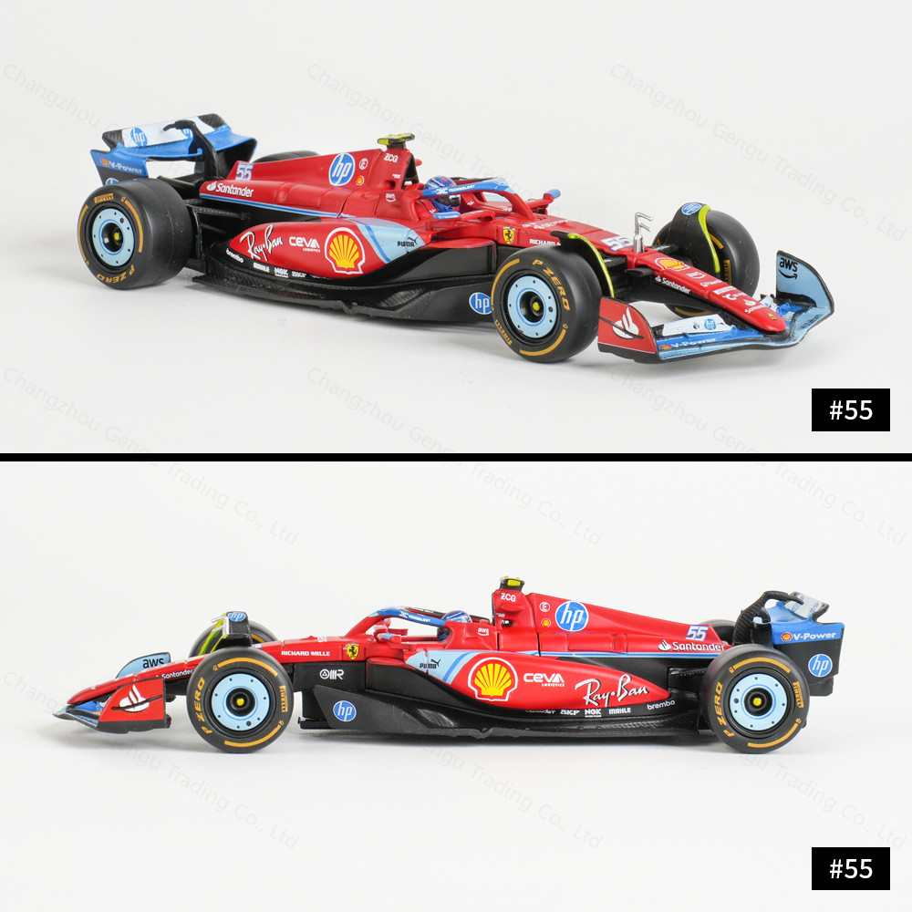Bburago 1:43 2024 Ferrari SF24 Miami GP F1 รถสูตร Die Cast ยานพาหนะสะสมของเล่นแข่งรถกล่องอะคริลิค - รูปที่ 6