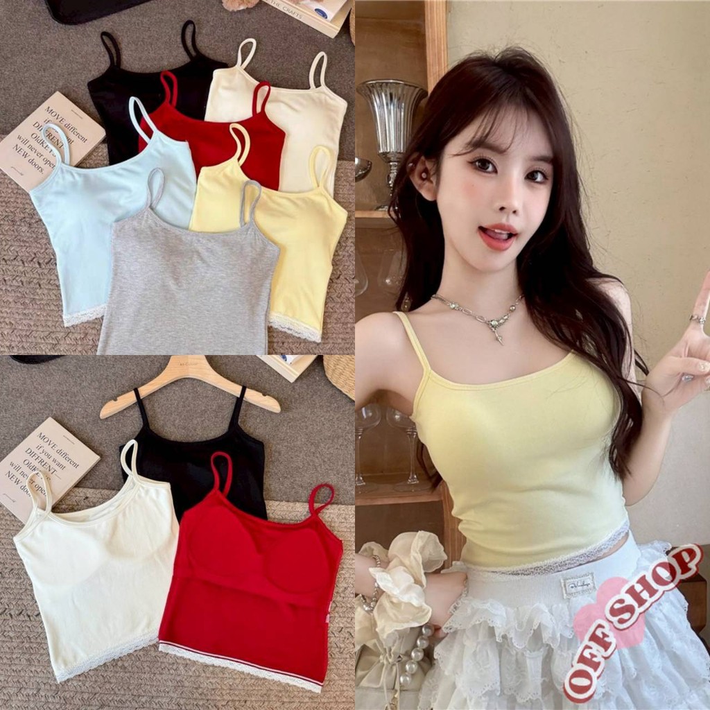 OFF SHOP 🥻ใหม่ 2025 เสื้อสายเดี่ยว สีสันสดใส มีฟองน้ำ ทรงรัดตัว ' FY310