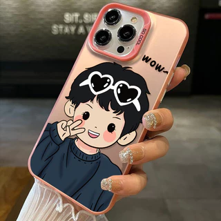 คู่รักการ์ตูนน่ารักเด็กผู้ชายโทรศัพท์นิ่ม เคส IPhone17 13 16 15 11 14 12 Pro Max 7Plus 15 16 8 14 Plus XR XS Max SE 2020
