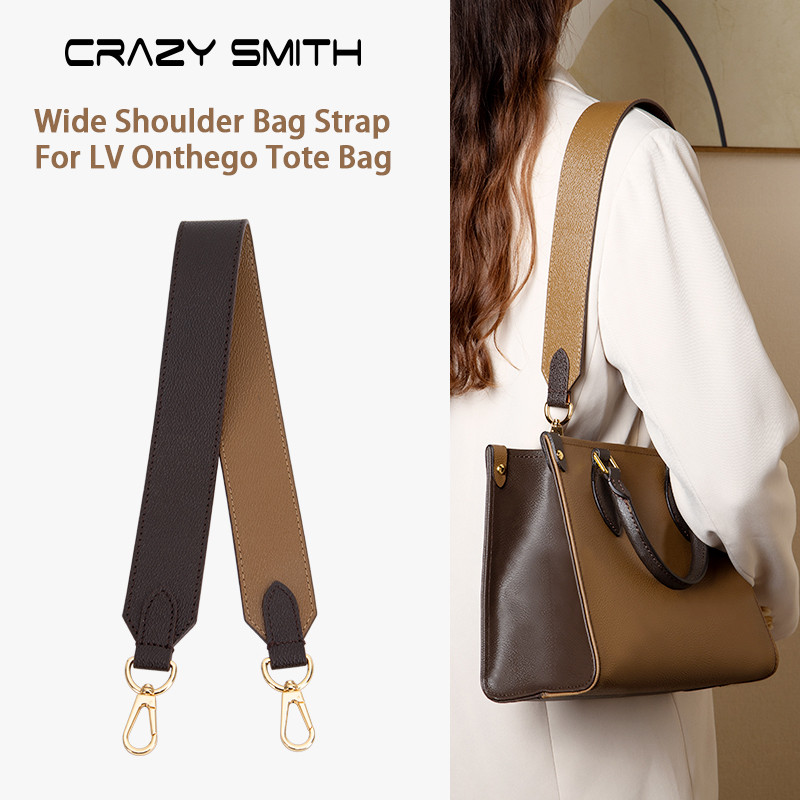 CRAZYSMITH Vachetta หนังกว้างไหล่กระเป๋าเหมาะสําหรับ LV Onthego Tote กระเป๋าปรับ Crossbody กระเป๋าถือเข็มขัดเปลี่ยนสายรัด