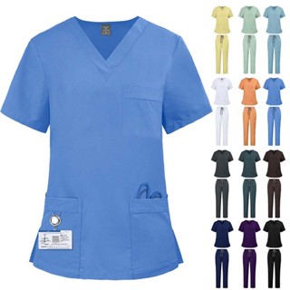 VSHELL เสื้อ + กางเกงMedical Scrub ชุด Unisex ผู้หญิงยืด Qui…