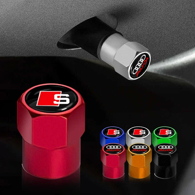 4Pcs/Set Emblem Car Wheel Tire Valve Stem Cap Dust Cover For Audi A1 A3 A4 A5 A6 A7 A8 Q2 Q3 Q5 Q6 Q