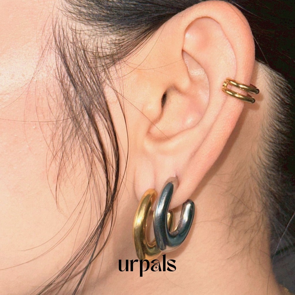 URPALS ต่างหู สายฝอ Stainless ชุบทอง 18K แข็งแรง ไม่ลอก ไม่ดำ