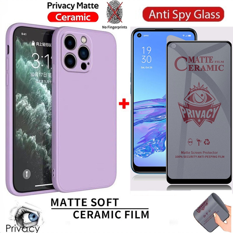 2in1 เคสโทรศัพท์ + Matte Anti Spy เซรามิคกระจกนิรภัยสําหรับ Huawei Y6P Y6S Y7 Y7P Y6 Y9 Y9S 2019 Pro