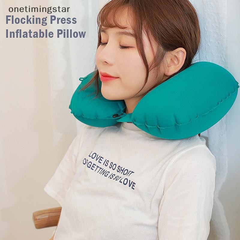 Onetimingstar U-Shape Travel Pillow Air Inflatable Pillows พับกดประเภทเบาะคอ OTS