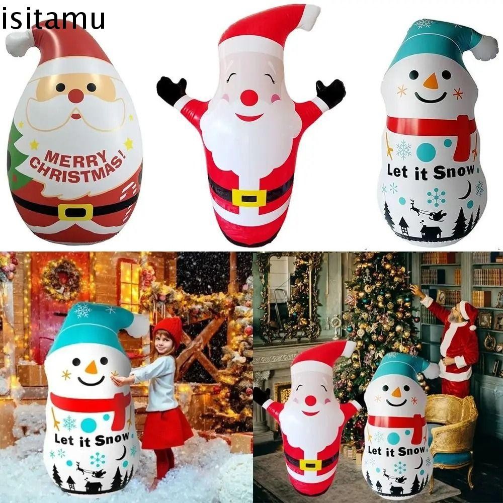 Isitaft Santa Claus Inflatable Tumbler,ฮาโลวีน Chrismas Snowman Inflatable รุ่น, Haunted House Prop ฟักทองสูงการ์ตูน Ghost Inflatable รุ่น Tumbler ของเล่นเด็ก