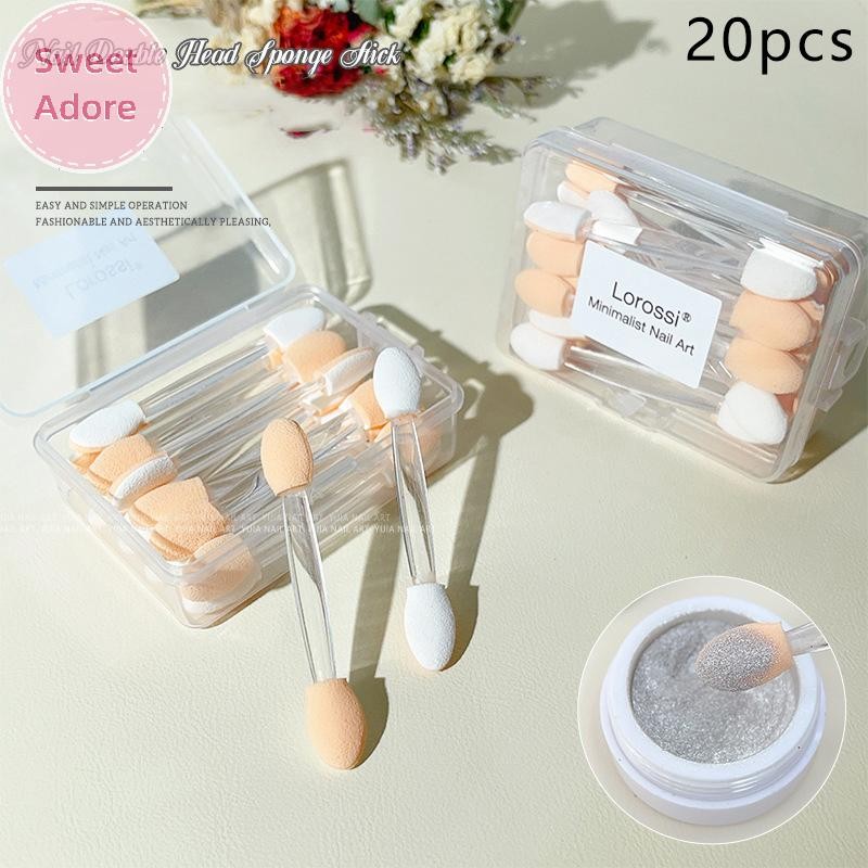 SweetAdore 20 ชิ้น Dual Sided อายแชโดว์ฟองน้ํา Applicators ทิ้ง Horaphic Chrome Mirror Nail Brush Nail Art เครื่องมือ TH