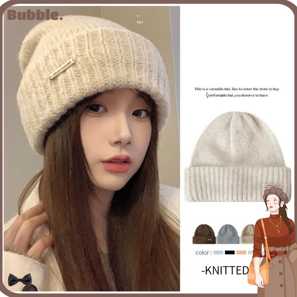 Bubble Bonnet Caps, Elegant หนาถักหมวก,ขายร้อน Casual Coldproof Keep Warm Ear Protection ผู้หญิงหญิง
