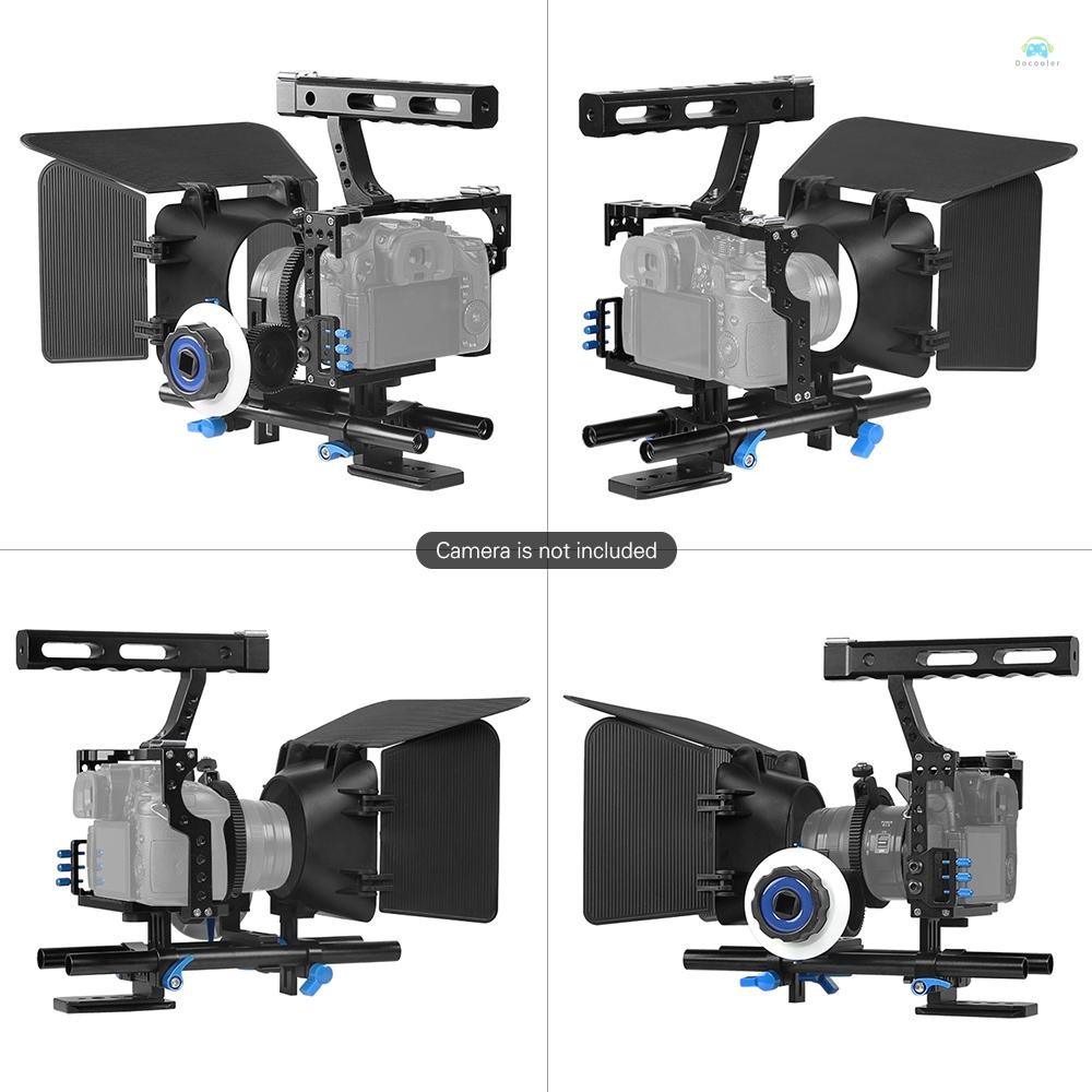 Yb2 กล้อง Cage Andoer C500 อลูมิเนียมกล้องกล้องวิดีโอกรงวิดีโอ Rig ชุดฟิล์มทําระบบ w/ Matte กล่อง + ติดตามโฟกัส + จับ + 15 มม.สําหรับ
