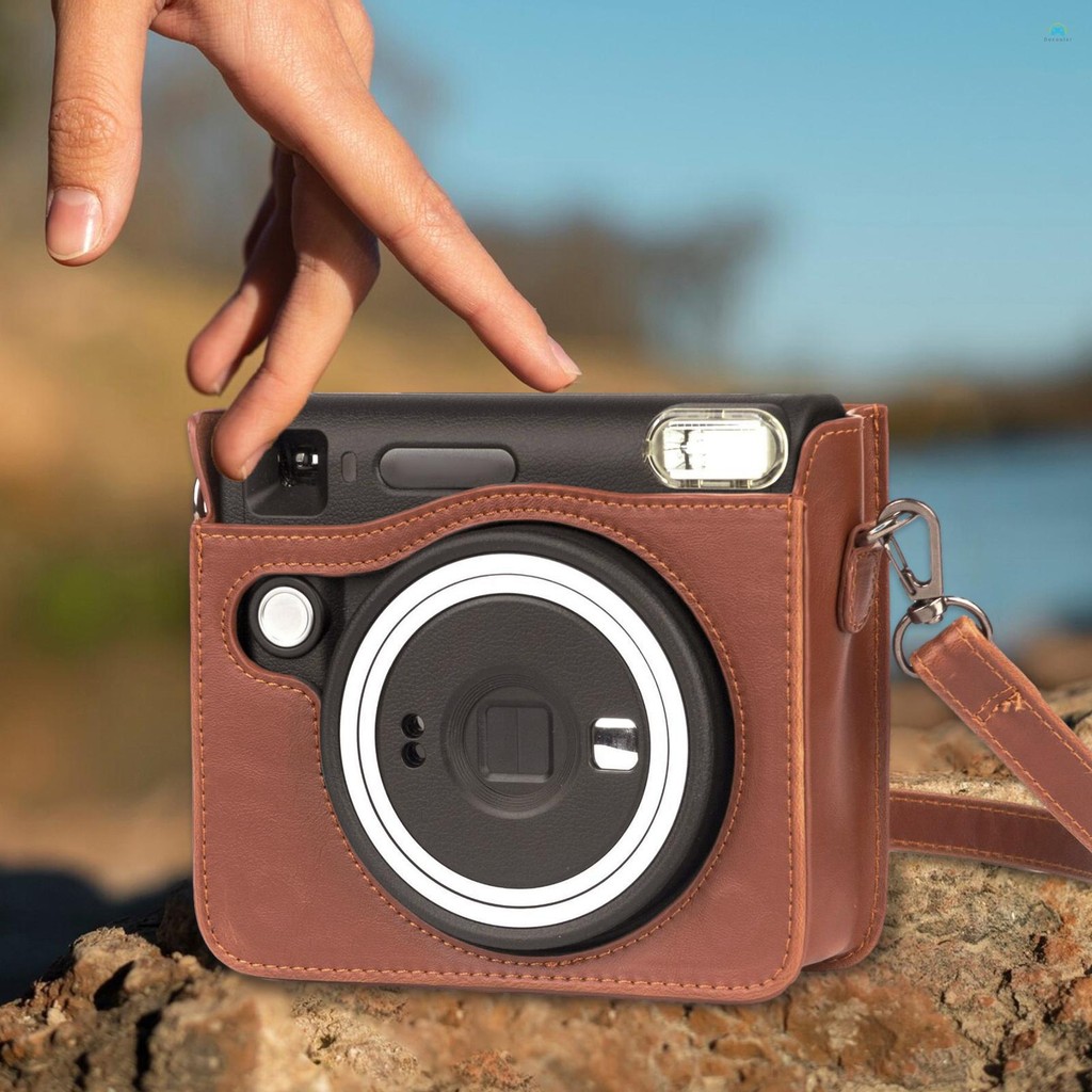 Yb2 เคสกล้อง Instant Camera Storage Case กระเป๋ากล้องหนัง PU หัวเข็มขัดแม่เหล็กพร้อมสายคล้องไหล่เข้ากันได้กับ Fujifilm Instax Square SQ40/ SQ1