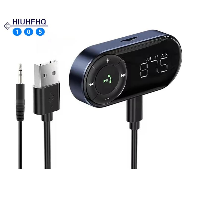 Hiuhfhq106Bluetooth 5.2 ตัวรับส่งสัญญาณ FM สําหรับรถยนต์,เบสสเตอริโอเสียงไฮไฟอะแดปเตอร์รถยนต์บลูทูธร