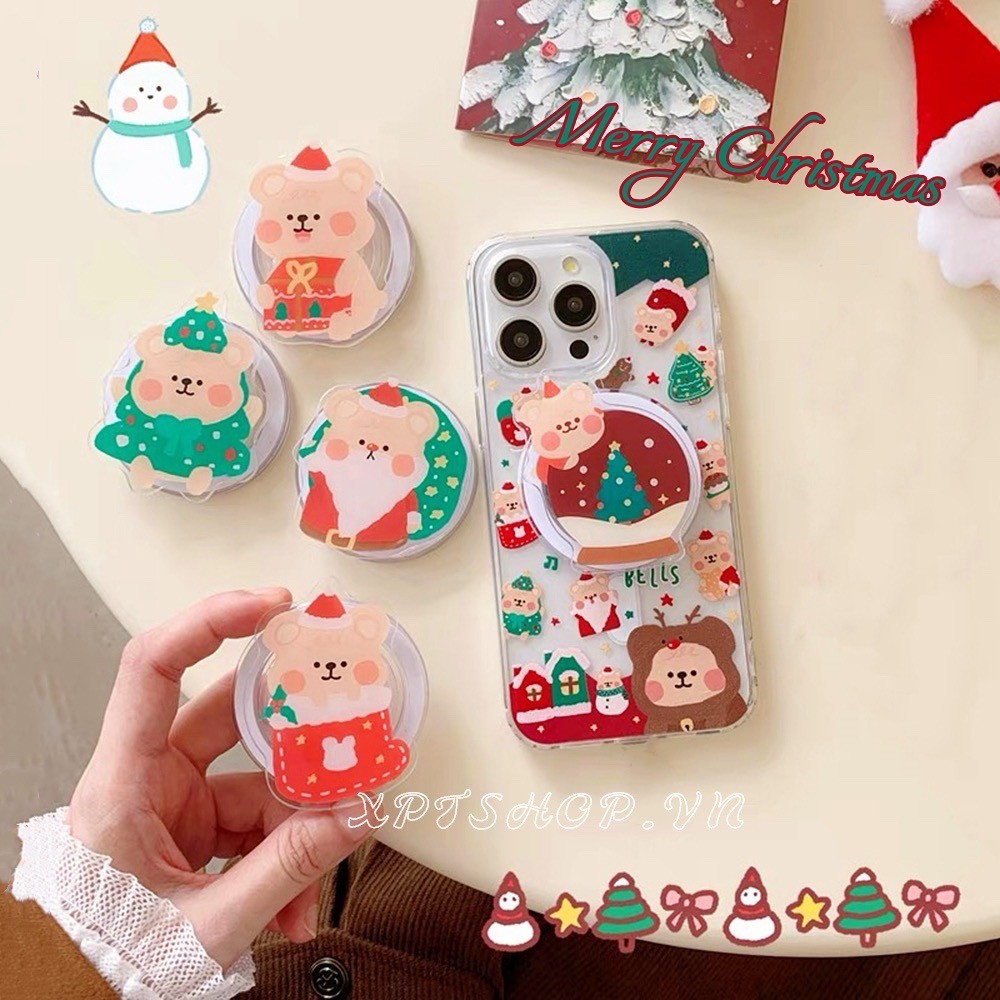 Magnetic Christmas Bear Bracketเคสโทรศัพท์สําหรับiPhone 16ProMax 16Pro 16Plus 15ProMax 14 13 12 11ProMaxคลุมทั้งหมดกันกระแทกป้องกันปลอกอะคริลิค
