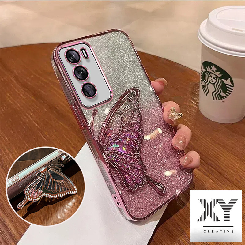 เคส OPPO Reno12 5G Reno 12 Pro 5G 11 5G 11F 11 Pro 10/ 10 Pro 8T 5G หรูหรา Electroplated Quicksand Shinny Glitter เกราะป้องกันใสกันกระแทกพร้อมวงเล็บ เคสโทรศัพท์ OPPO Reno12 5G Reno 12 Pro 5G 11 5G 11F 11 Pro 10/ 10 Pro 8T 5G