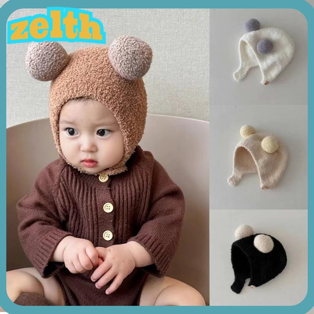 Zelth หมวกถักเด็ก, พร้อมหมวกบีนนี่อุ่นบอล, หมวกเฮมมิงขนสัตว์กันลม