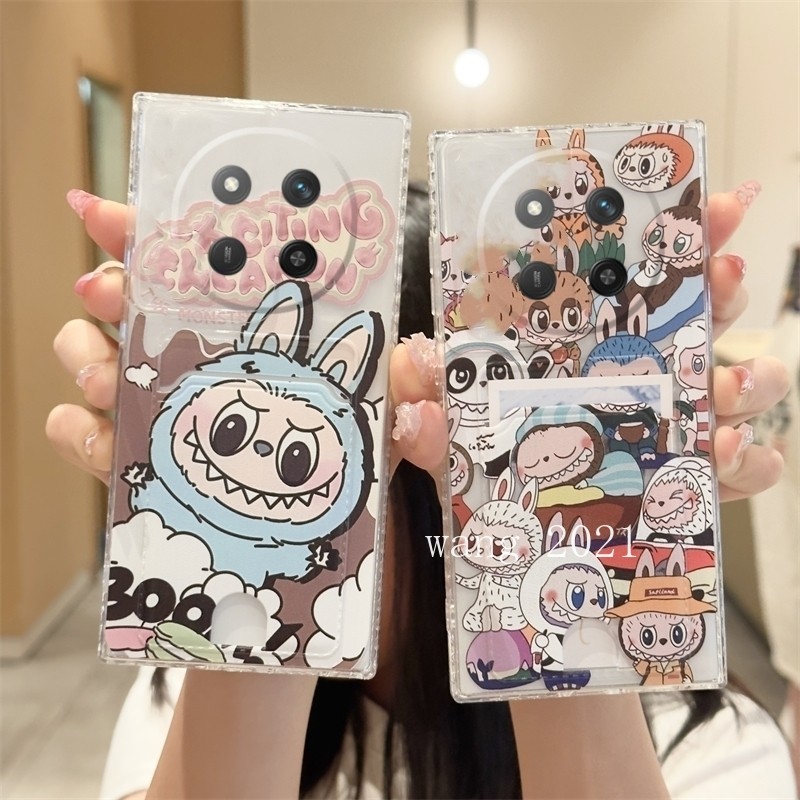 เคสโทรศัพท์ Honor X9c X7c Honor 200 สมาร์ท 5G 4G ปลอกน่ารักและ Quirky Creative การ์ตูนอะนิเมะฝาหลังพร้อมผู้ถือบัตรซิลิโคนเคสใสนุ่ม