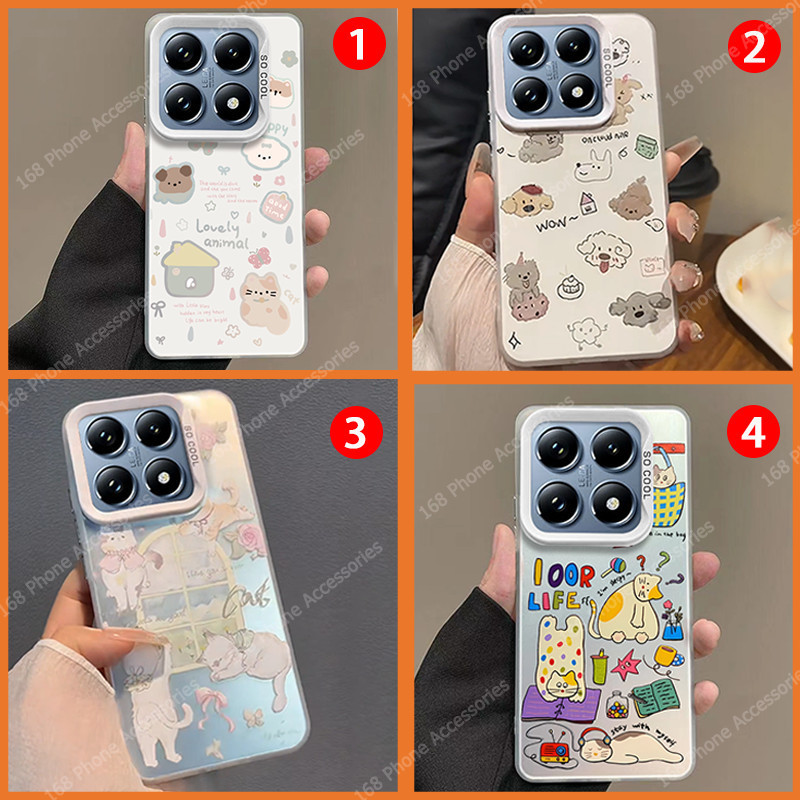 สําหรับ เคส Xiaomi 14T Pro เคส Xiaomi 14T เคสน่ารักแมวสุนัขแมว ins สไตล์กันกระแทกเคลือบแข็งเคสโทรศัพท์ IMD ชุบปุ่มโทรศัพท์ฝาครอบโทรศัพท์