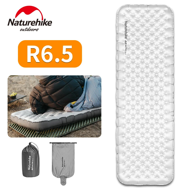 Naturehike R6.5 Inflatable ที่นอน Ultralight 20D ไนลอน TPU 10 ซม.Thicken Mat Air Sleeping Pad Warm เดินป่ากลางแจ้งเบาะเตียง