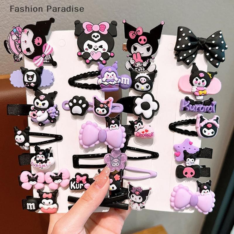 [chenyoubing] 14 ชิ้น Sanrio Kuromi น่ารัก Hairclip Headwear สําหรับสาวอะนิเมะการ์ตูนแฟชั่น Hairpin อุปกรณ์เสริมผมเด็กวันเกิด Xmas ของขวัญ Boutique