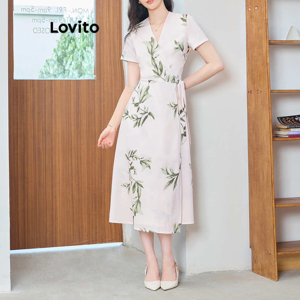 Lovito ชุดเดรสลายดอกไม้หรูหราสำหรับผู้หญิง L108ED545