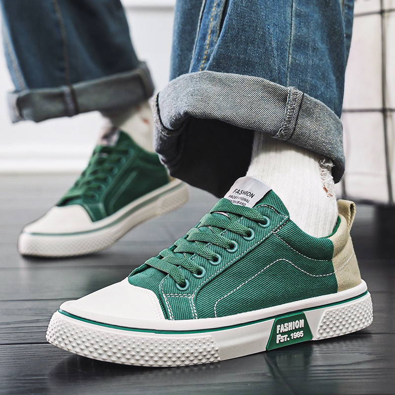 รองเท้าผู้ชายรองเท้าผ้าใบแฟชั่นรองเท้าผ้าใบ Lace-Up รองเท้ากลางแจ้งเดินรองเท้า Casual All-Match รองเท้ารองเท้าแบนกีฬารองเท้า