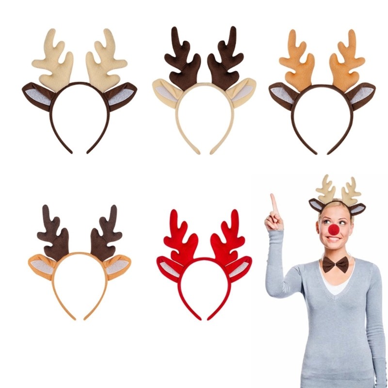 Miss* Elegant Christmas Antler ที่คาดผม Plush Ears Holiday อุปกรณ์เสริม Headpieces Soft Deer Headwea