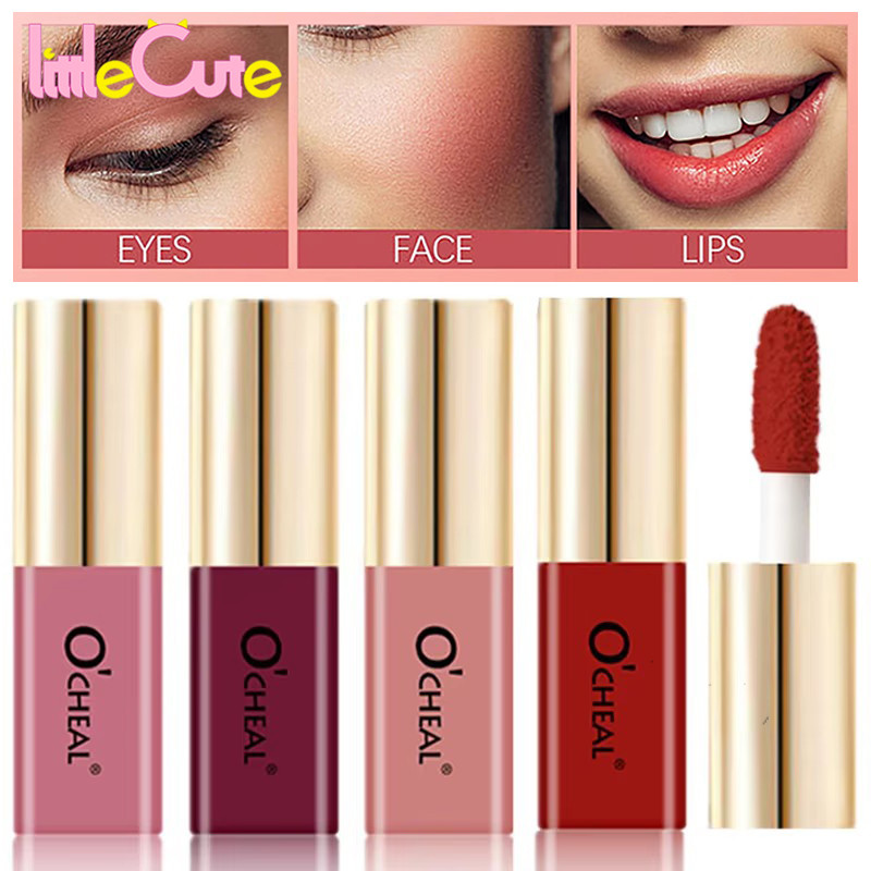 Ocheal Mini 10 สี Lip Glaze - Non-stick Cup Liquid Lipstick - 3-in-1 Liquid Blush - Nude Purple Pink Orange Cosmetic - Velvet Matte Lip Gloss - Waterproof Long Lasting Makeup
