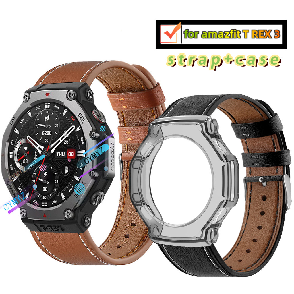 Amazfit T REX 3 สายหนังสําหรับ amazfit T REX 3 T rex3 สายรัดข้อมือกีฬา amazfit T REX 3 กรณีป้องกันหน